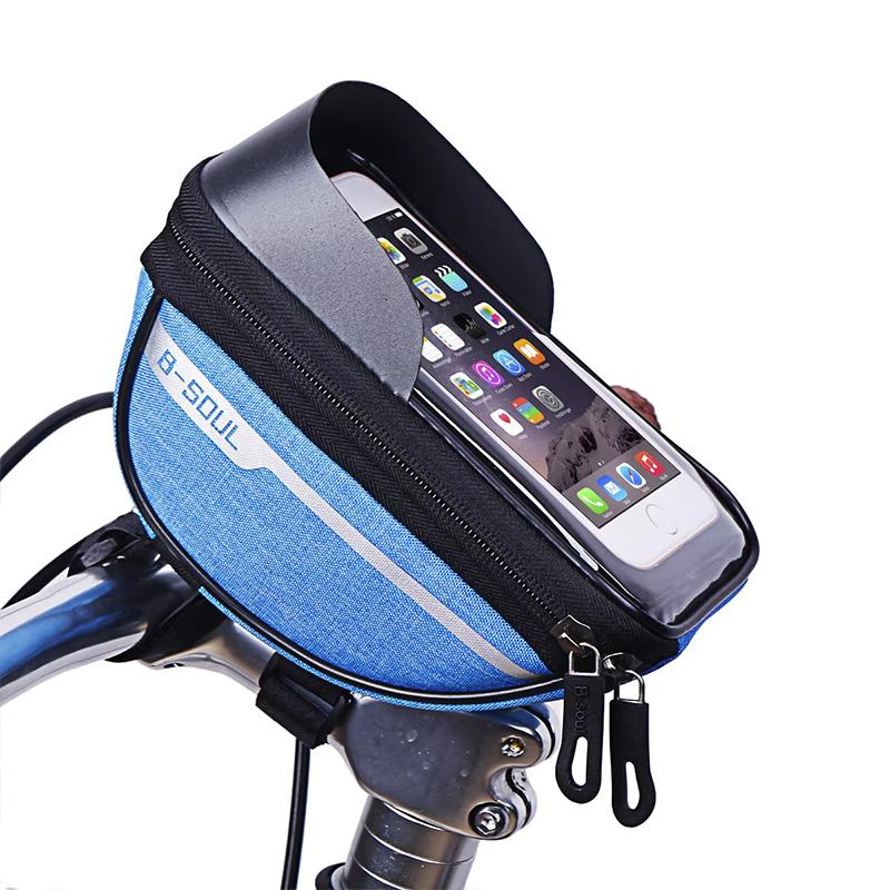 Bicycle Bag 1L Frame Front Top Tube Bike Bag Handlebar Touch Screen Cycling Bag Phone Holder Bicycle Accessories one size синий
