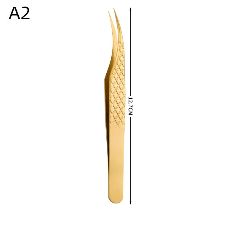 1Pcs Fiber Tip Gold Stainless Steel Lash Pickup Tool Eyelash Extension Tweezers For Volume Fans Classic Lash Isolation