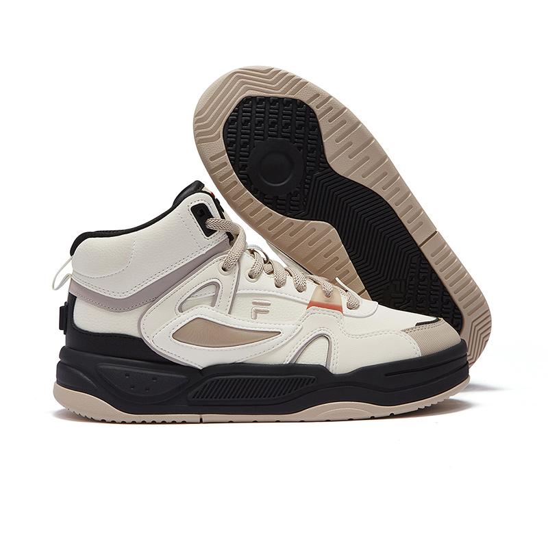 Fila Fusion Bank II Mid Versatile High-Top Sneakers Women Sneakers White Brown T12W442912FAC