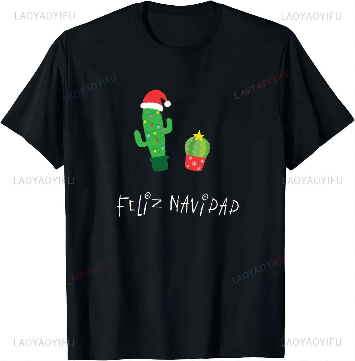 Merry Christmas Feliz Navidad Vintage Clothes Custom Printed Graphic T Shirts Kawayi Y2k Camisas Streetwear S