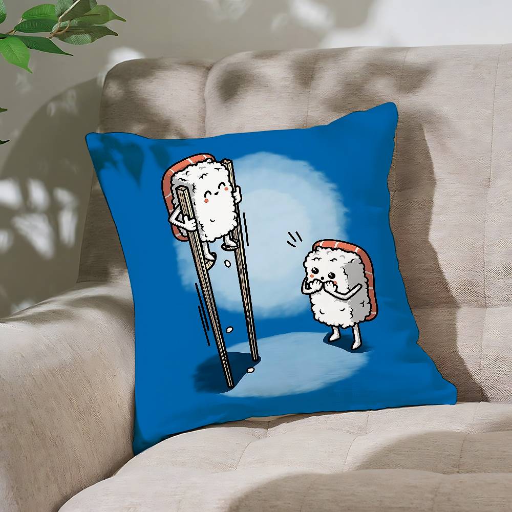 Cartoon Schattig Sushi Kussenhoes Sierkussenhoes Scandinavische Vintage Stijl Kussenhoezen Woonkamer Sofa Bank Zitdecor