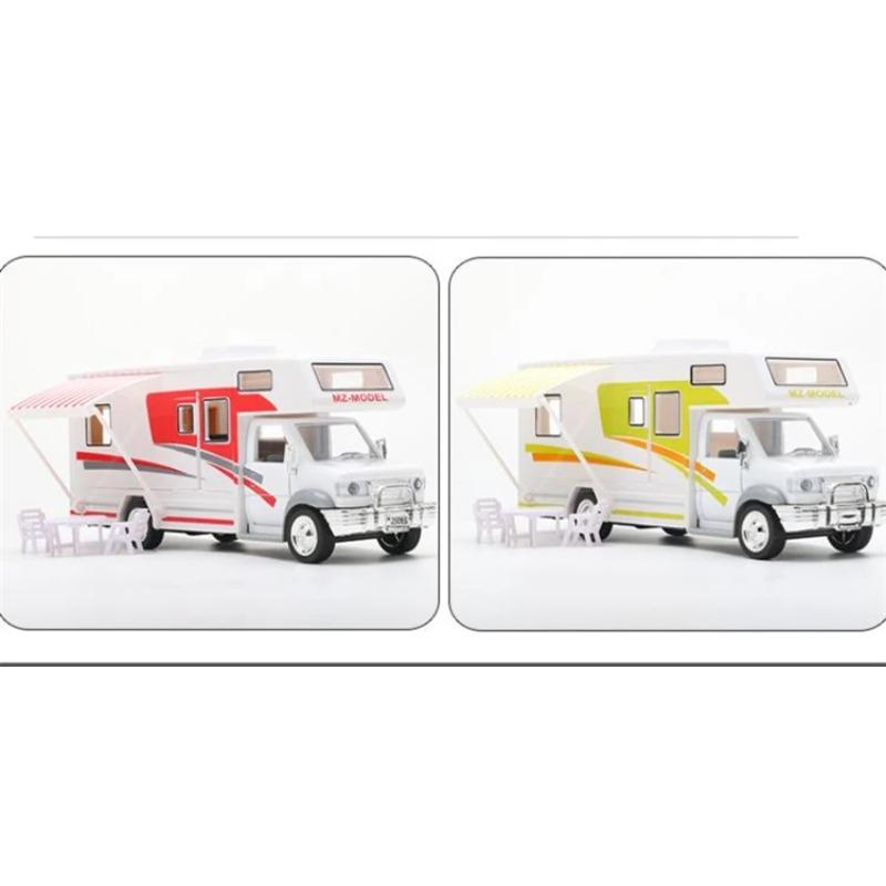 1/30 Diecast Luxury RV Recreational Vehicle Car Model Metal Toy Camper Van Motorhome Touring Car Model Sound and Light Kids Gift