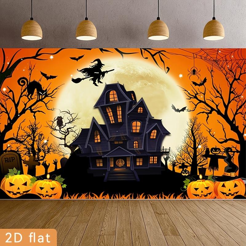 Two-dimensional flat banner 1 piece - Halloween Happy Party banner. Cartoon style night-time pumpkin pattern.