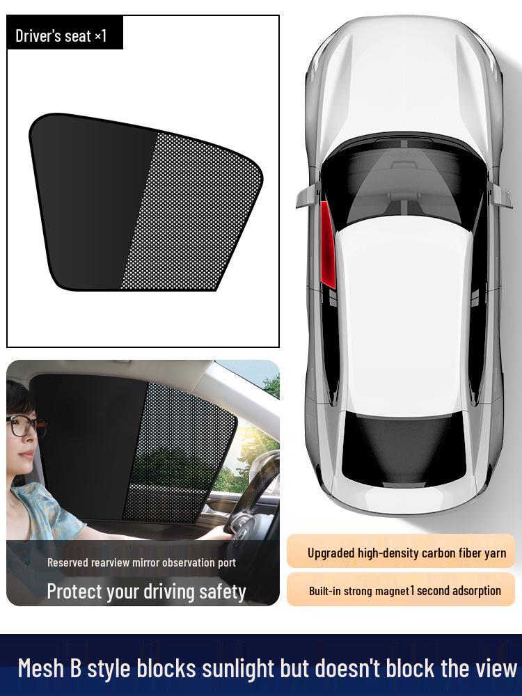 Magnetic Mesh Car Sun Shade - Summer Heat Protection, UV Shield, Clear View.