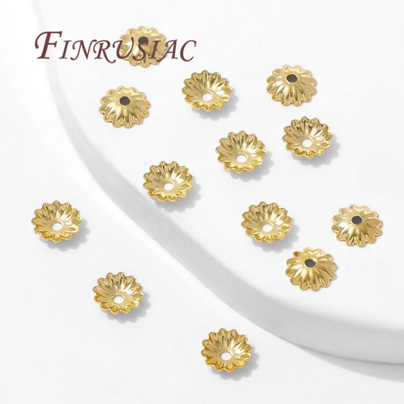 50/100Pcs 5.7mm 18K Gold Plated Brass Metal Beads Cap Flower Spacer Bead End Caps For Jewelry Making DIY Bracelets Accessories