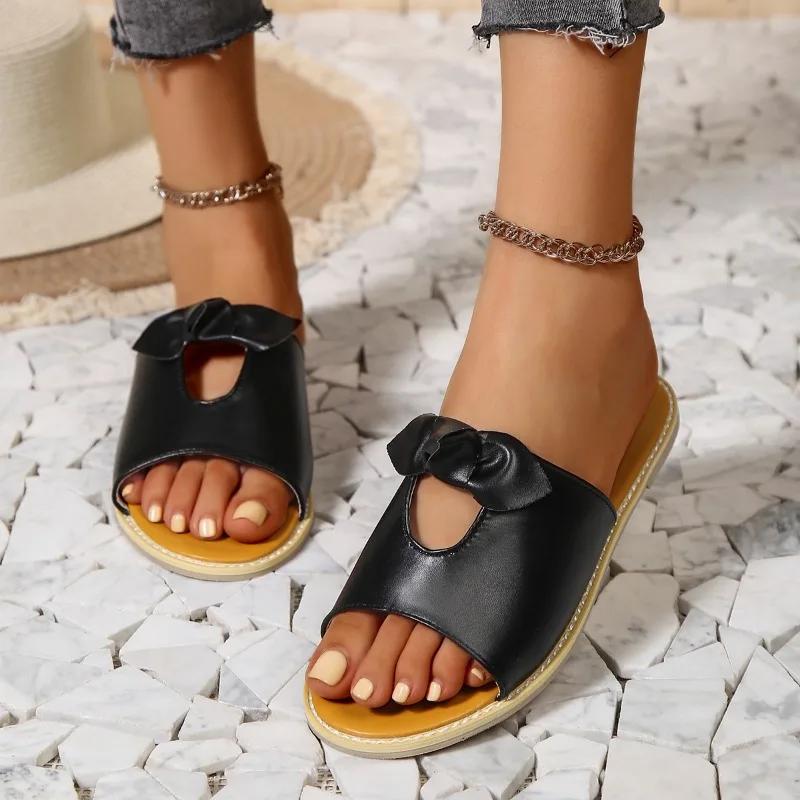 

Мода 2024 года, горячая распродажа женской обуви, женские тапочки с открытым носком, летние римские однотонные повседневные пляжные тапочки большого размера Zapatos De Mujer 43 чёрный