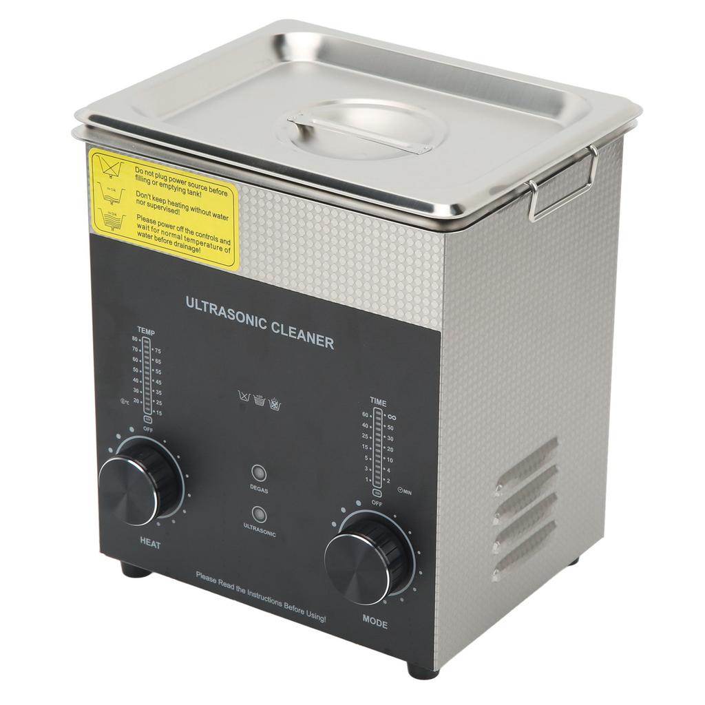 2L Ultrasonic Cleaner with Timer Heater Degas Mode Stainless Steel Multiple Vent Holes Double Fuse