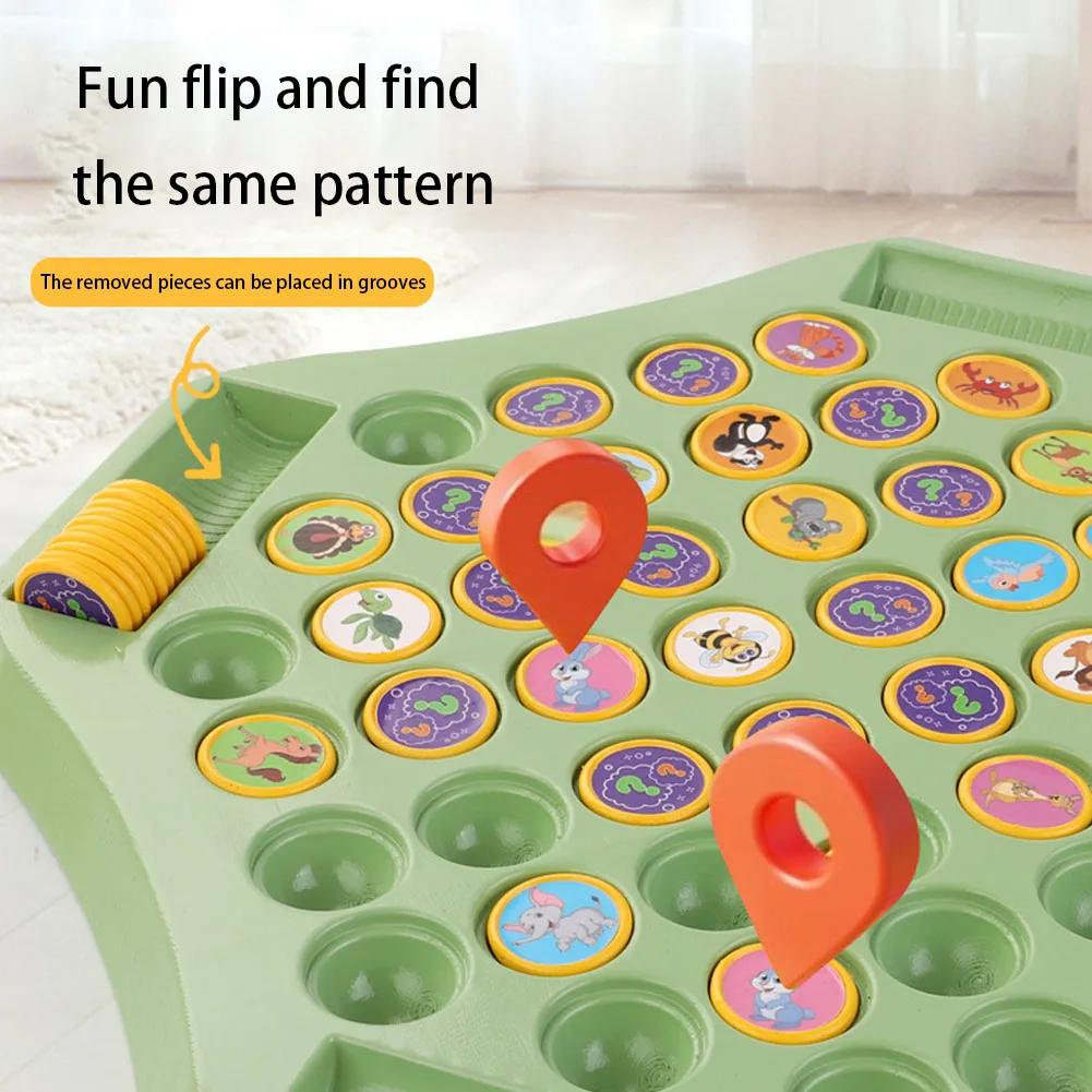 Kid Battle Chess Educational Memory Challenge Toy Focus Training Cognitive Learning Fun Animal Fruit Flip Chess Parent-child Toy