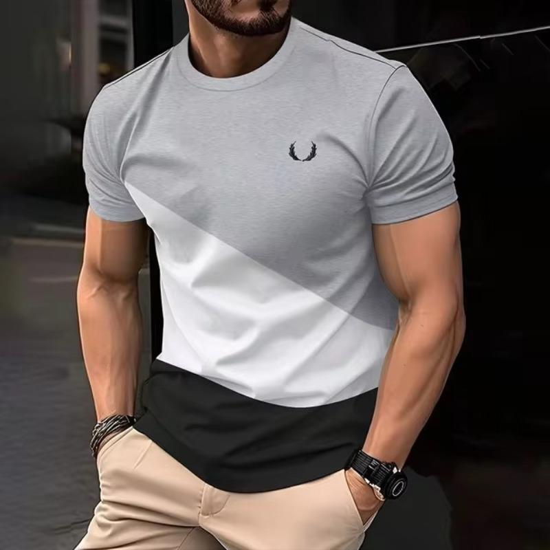 

Модная мужская футболка с цветным блоком и 3D-принтом, повседневная уличная мужская футболка с круглым вырезом и коротким рукавом, мужская одежда большого размера M