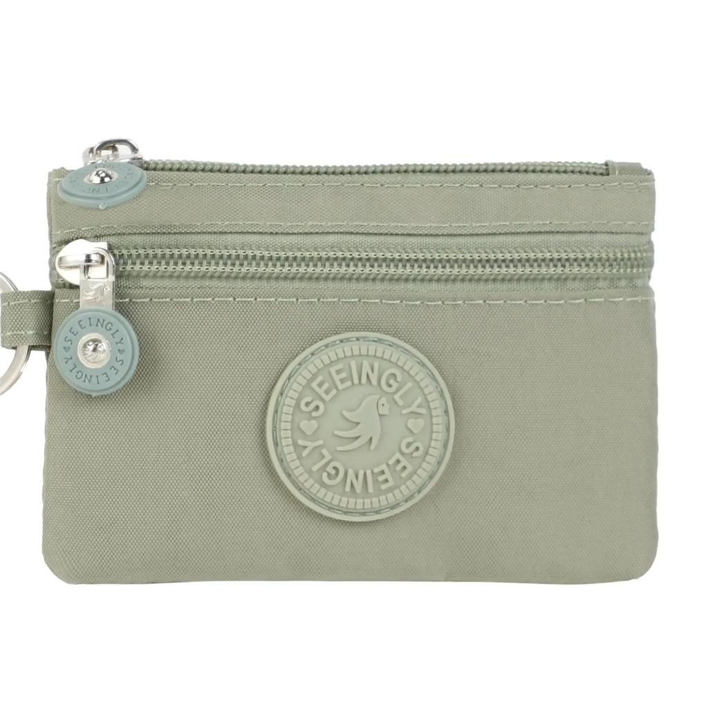 Nylon Solid Color Long Short Bank ID Credit Card Wallet Coin Keys Bags Purse Earphone Storage Bag Purse Pouch Double Zipper