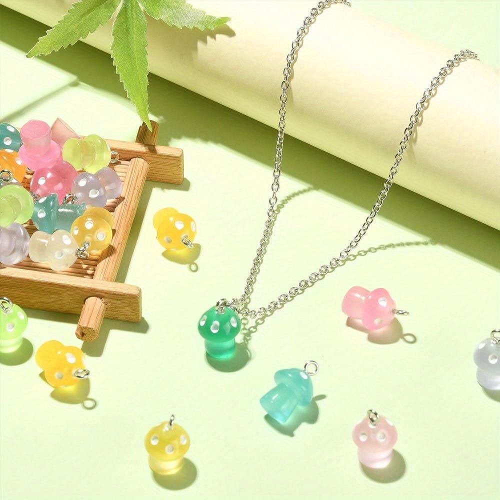 

5/10/20pcs Random Color Luminous Resin Mushroom Pendant Colorful Talisman Mushroom DIY Bracelet Necklace Jewelry Crafts Random Color 5pcs