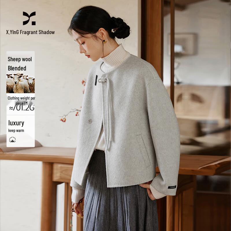 Xiangying Women s New Chinese Style Wool Blend Short Coat XL