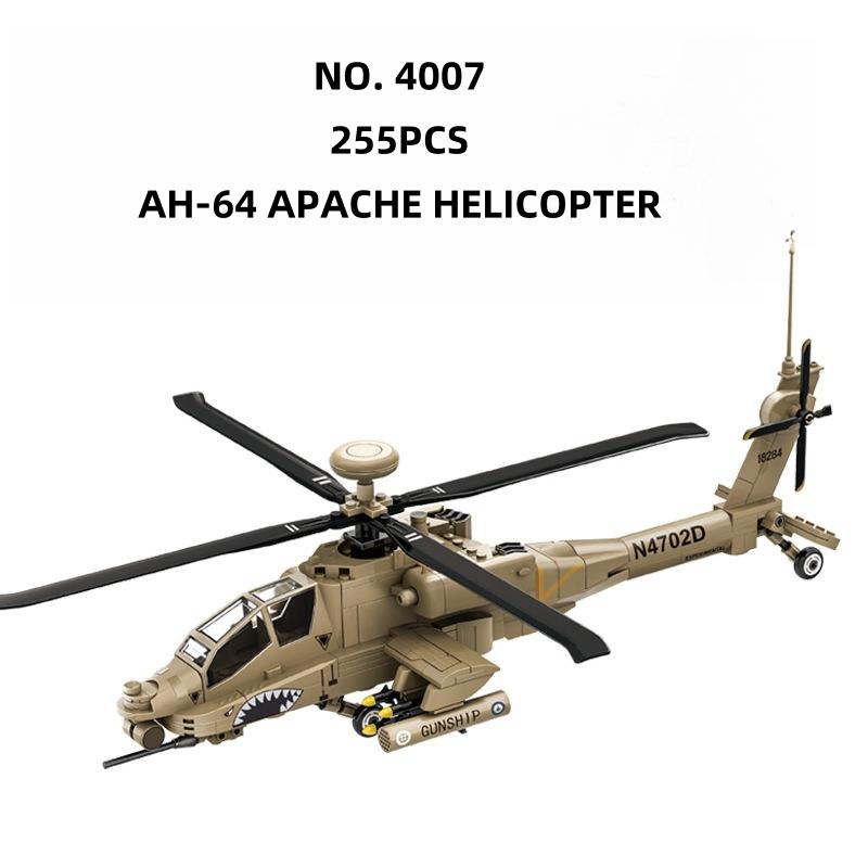 Non-Toxic 259Pcs Ah-64 Helicopter Aircraft Model Building Blocks Air Force Airplane Bricks Toys Gifts Christmas Gifts Assembly Toy