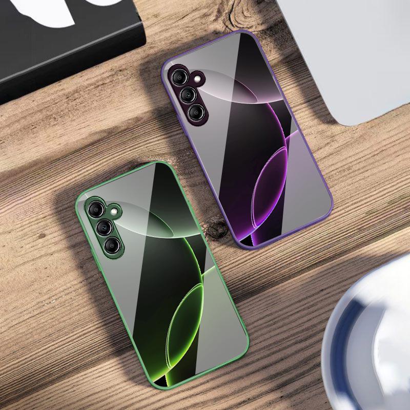 Geometric Semicircle For Samsung Galaxy A14 4G 20 30 52 20S 21S 22 A32 33 34 42 50 51 53 54 70 71 72 73 5G Glass Phone Case