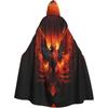 Orange Red Phoenix Printing Halloween Adult Hooded Cloak for Party Decoration and Costumes