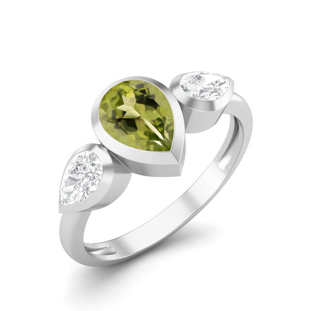 Pear shape  Peridot Gemstone 925 Sterling Silver Ring