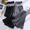 Women's High Waist Polka Dot Wide Leg Pants with Lace Trim - 2025 Spring Collection