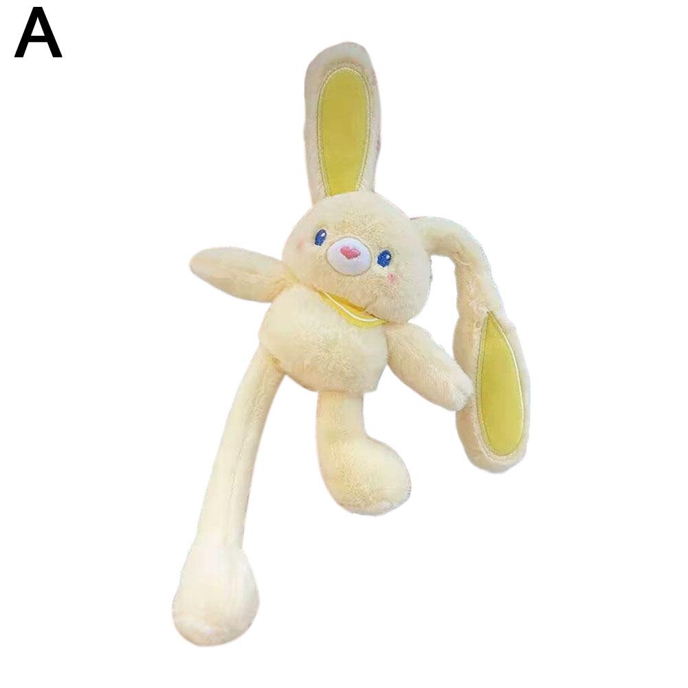 Pull Up Rabbit Plush Toy Soft Stuffed Bunny Keychain Cute Hanging Decor Stress Relief Schoolbag Pendant Gift For Kids 30Cm