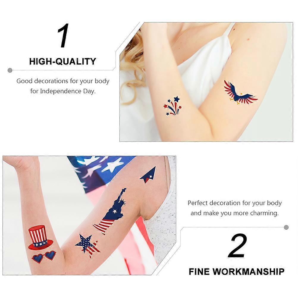 Usa Flag Tattoos Sticker for Body Decor 10 Sheets Waterproof Design