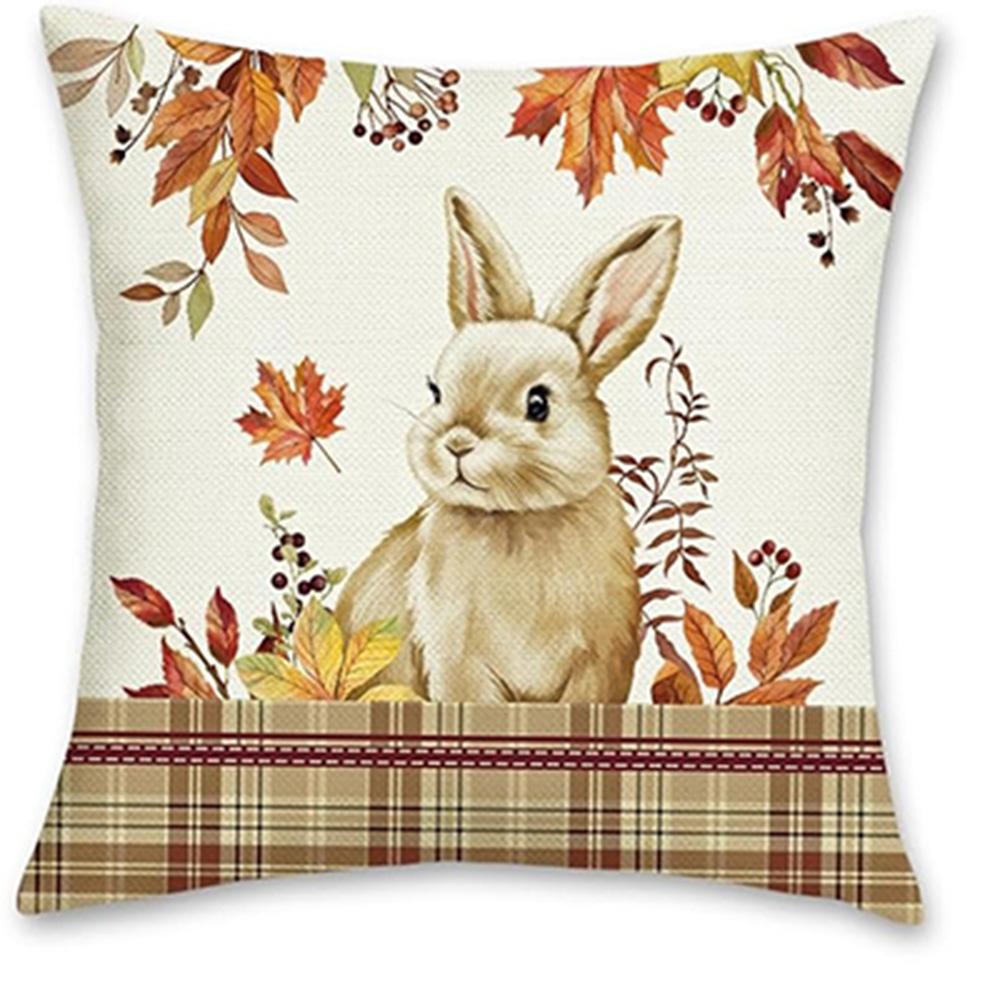 Four Autumn-Themed Animal-Printed Pillowcases: Fox, Rabbit, Squirrel, and Deer Sofa Cushion Cover, Home Room Decoration