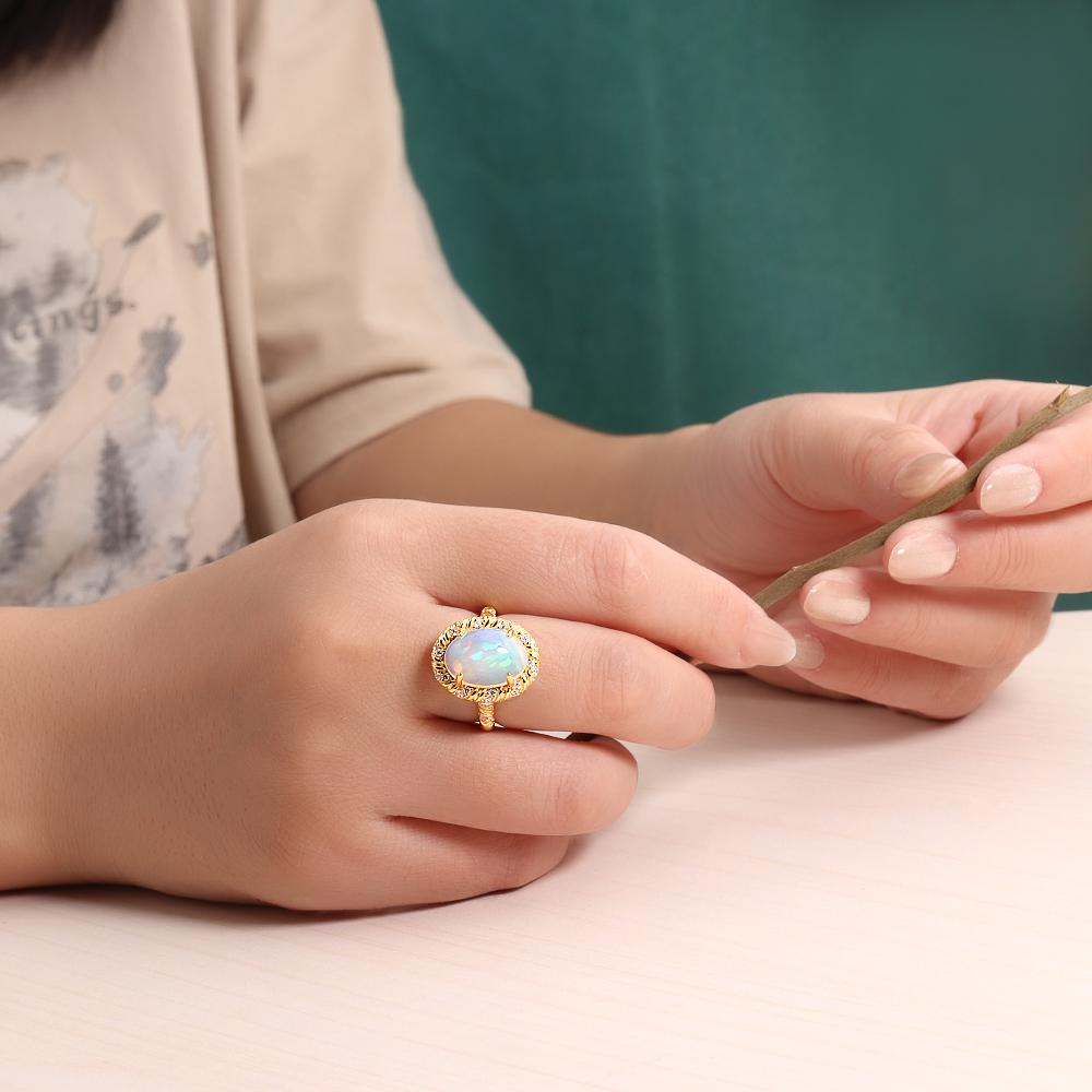 Natural oval 10*14mm opal Ring pendant necklace 925 sterling silver earrings fine jewelry set for women's Proposal Wedding gifts