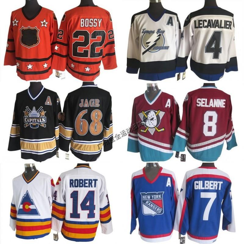 Mens NHL Retro Hockey Jersey Maple Leafs Kings Avalanche All-Star Embroidered Cotton Blend Sportswear