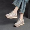 Johnature Genuine Leather Sneakers Casual Sports Shoes Round Toe Lacd-up Retro Versatile Women's Flat Shoes