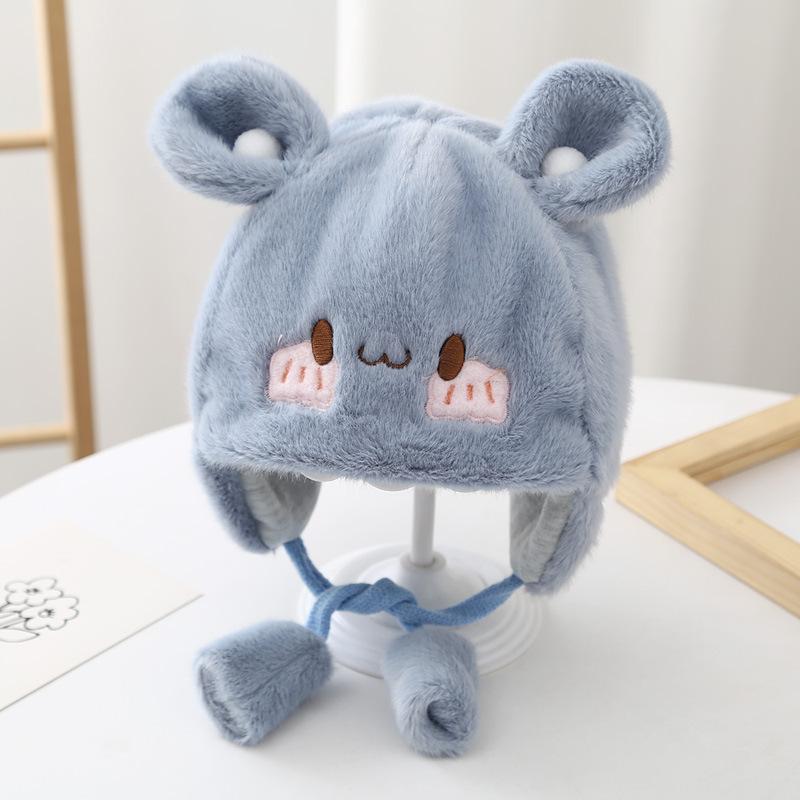 Infant hat winter new cute super cute cartoon plush pullover hat boys and girls baby warm ear hat tide