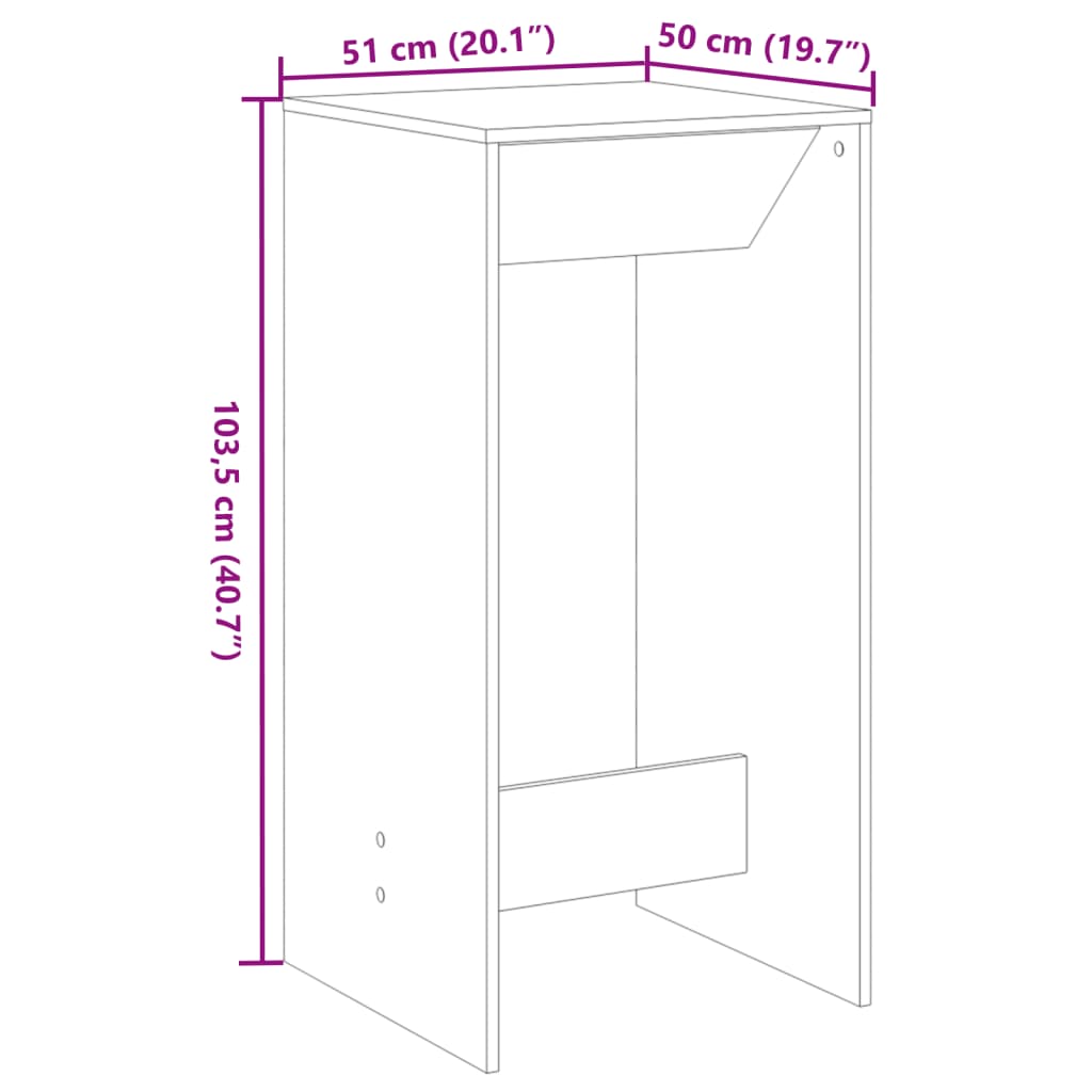 Modern high table, bar table in living room, coffee table on the balcony, 51x50x103.5 cm