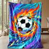 Flaming Soccer Ball Art 1 Theme Blanket Lightweight Warm Flannel Blanket Decorative Throw Blanket for Home Decoration