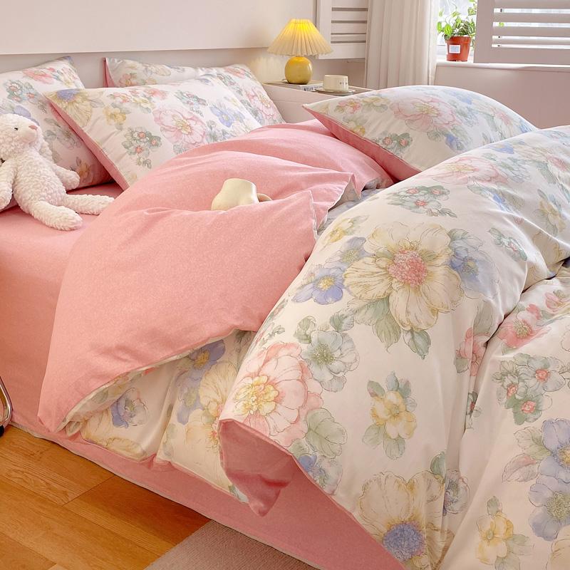 Luxury 100% Cotton Floral Duvet Cover Set 3-Piece (1 Duvet Cover + 2 Pillowcases) - Wrinkle-Free, Hotel Quality Bedding Set
