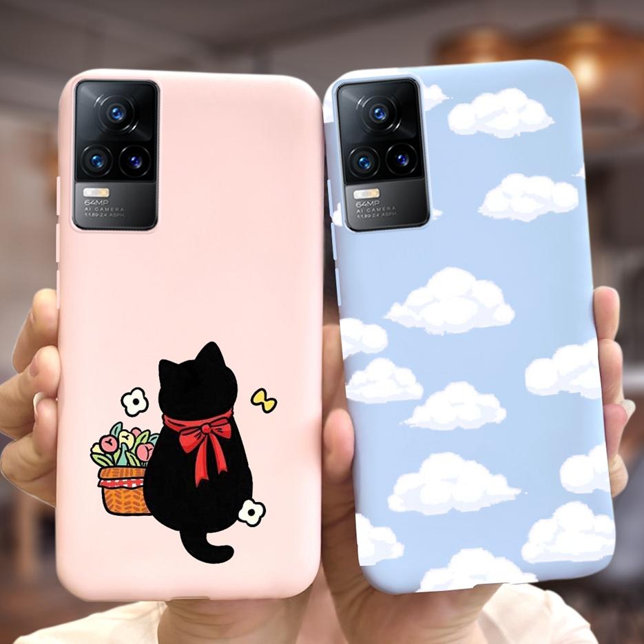 Vivo V21 Kılıfı Vivo V21e Yumuşak Silikon Sevimli Çizgi Film Çiçekli Arka Kapak Telefon Kılıfı Vivo V21 V 21 E İçin Fundas VivoV21 Çantalar Capa