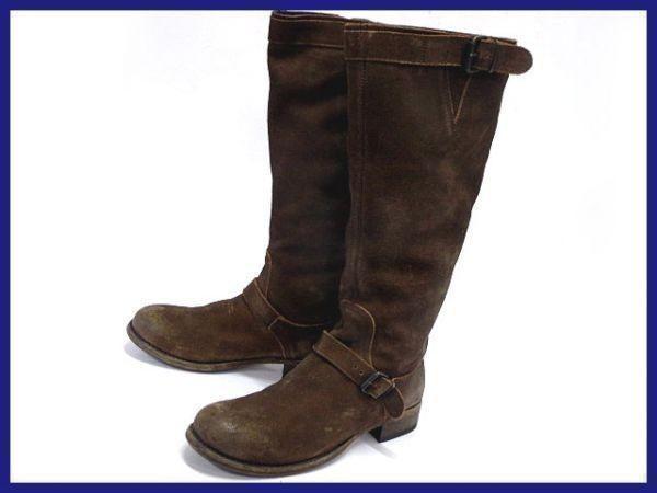 

MOMA Italy Handmade Suede Engineer Boots [39/24.5/Brown] Luxury