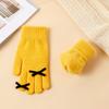 Five-finger Solid Color Warm Knitted Gloves for Women Bow-knot Cold-proof Gloves