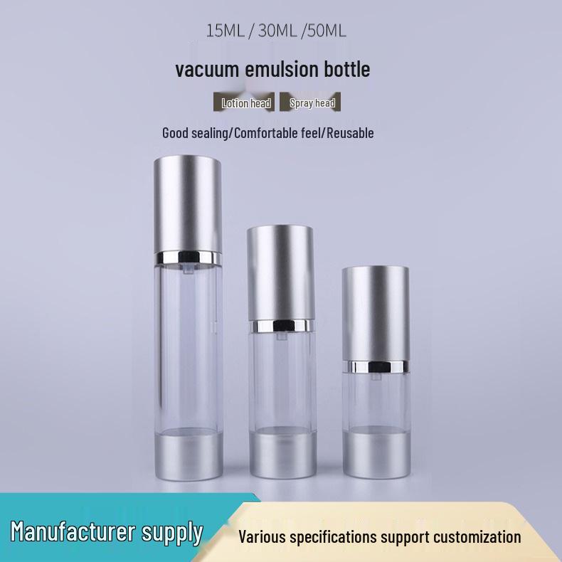 Electroplated Transparent Serum Spray Bottle - 15ml, 30ml, 50ml, Silver AS Lotion. 15ml electroplated sub-silver lotion bottle; PP