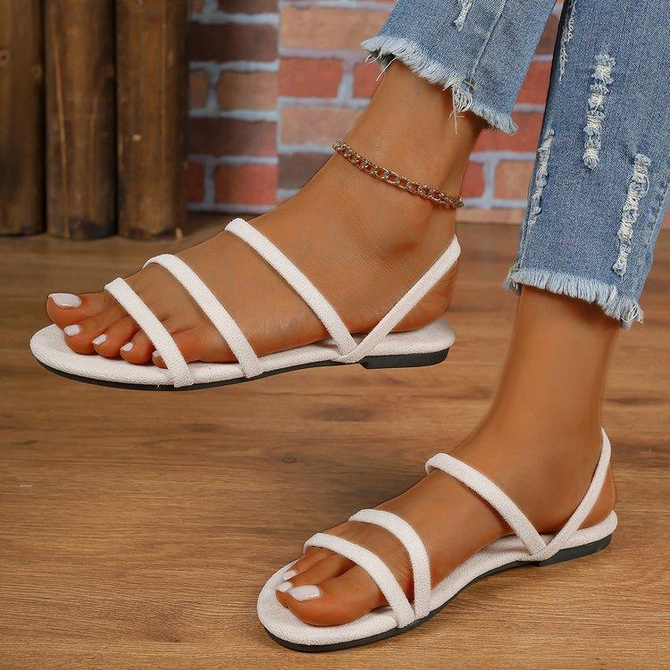 New Korean Version of Thin Strap Low Heel Square Heel Sandals, Comfortable and Versatile, Students Wear Two Women's Sandals with One Word