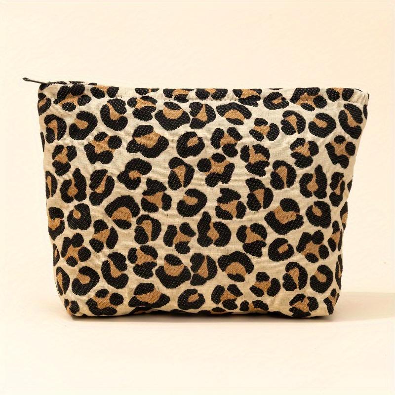 Leopard Print Zippered Makeup Bag Y2K Aesthetic Large Capacity Makeup Bag Toiletry Bag Purse Makeup Bag Makeup Pouch Skincare Bag Toiletry Bag Packing
