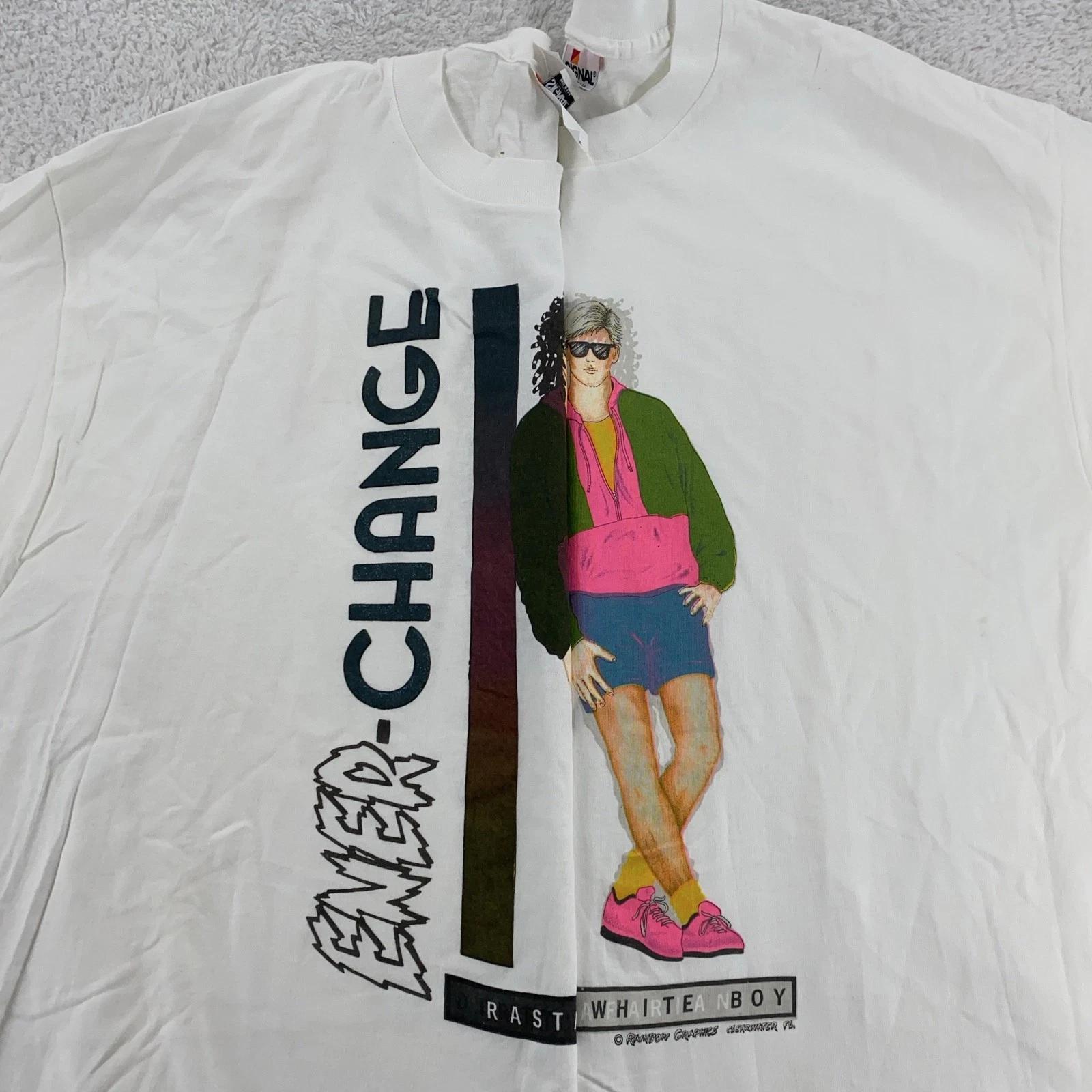 

Vtg 90s Heat Color Changing Rastafarian Dirty White Boy T-Shirt XL Neon Surf Art L