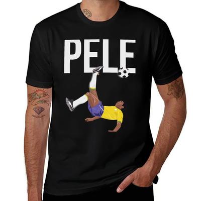 Bicycle Kick Pele SOCCER FOOTBALL BRAZIL WHITE TEXT TShirt Basic Solid Color Short Sleeve Cotton Top TShirt
