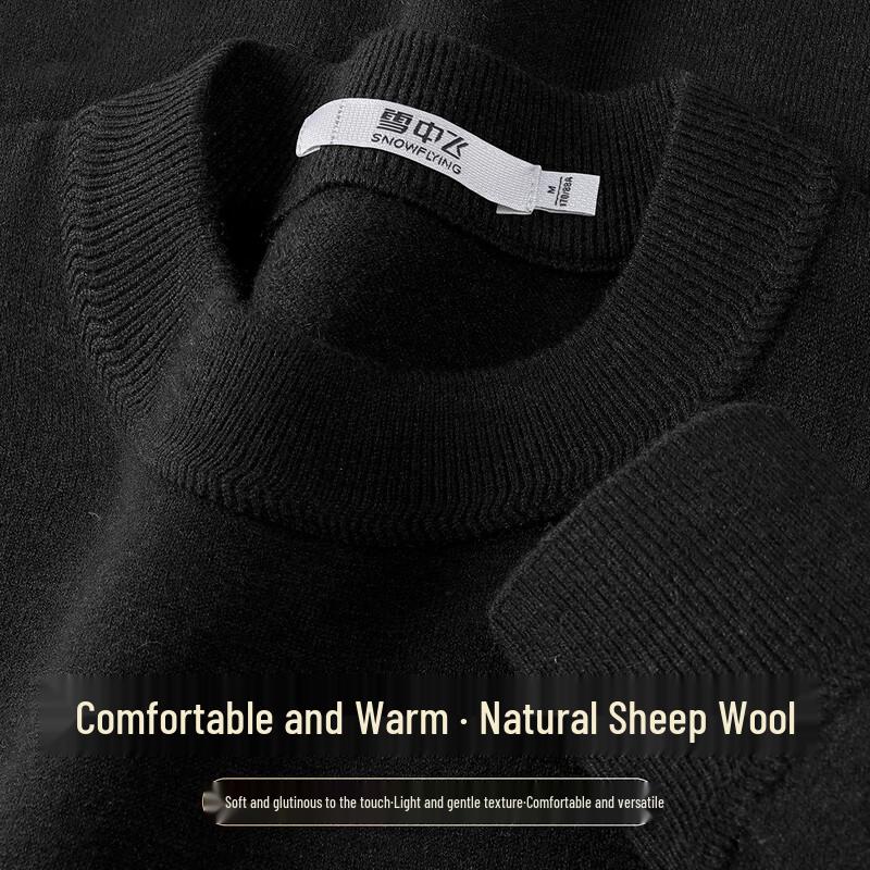 SNOWFLYING Men's Wool Blend Round Neck Sweater