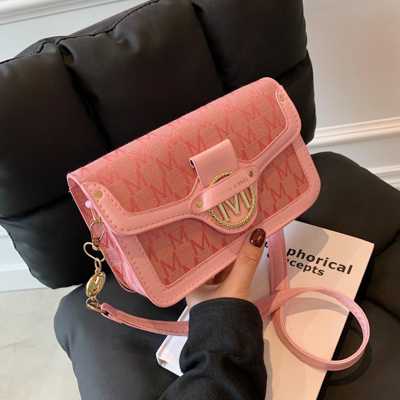 Bag Women's Early Autumn New Printed M Letter Shoulder Handbag Trendy Fashion Lock Small Square Bag Women's Bag