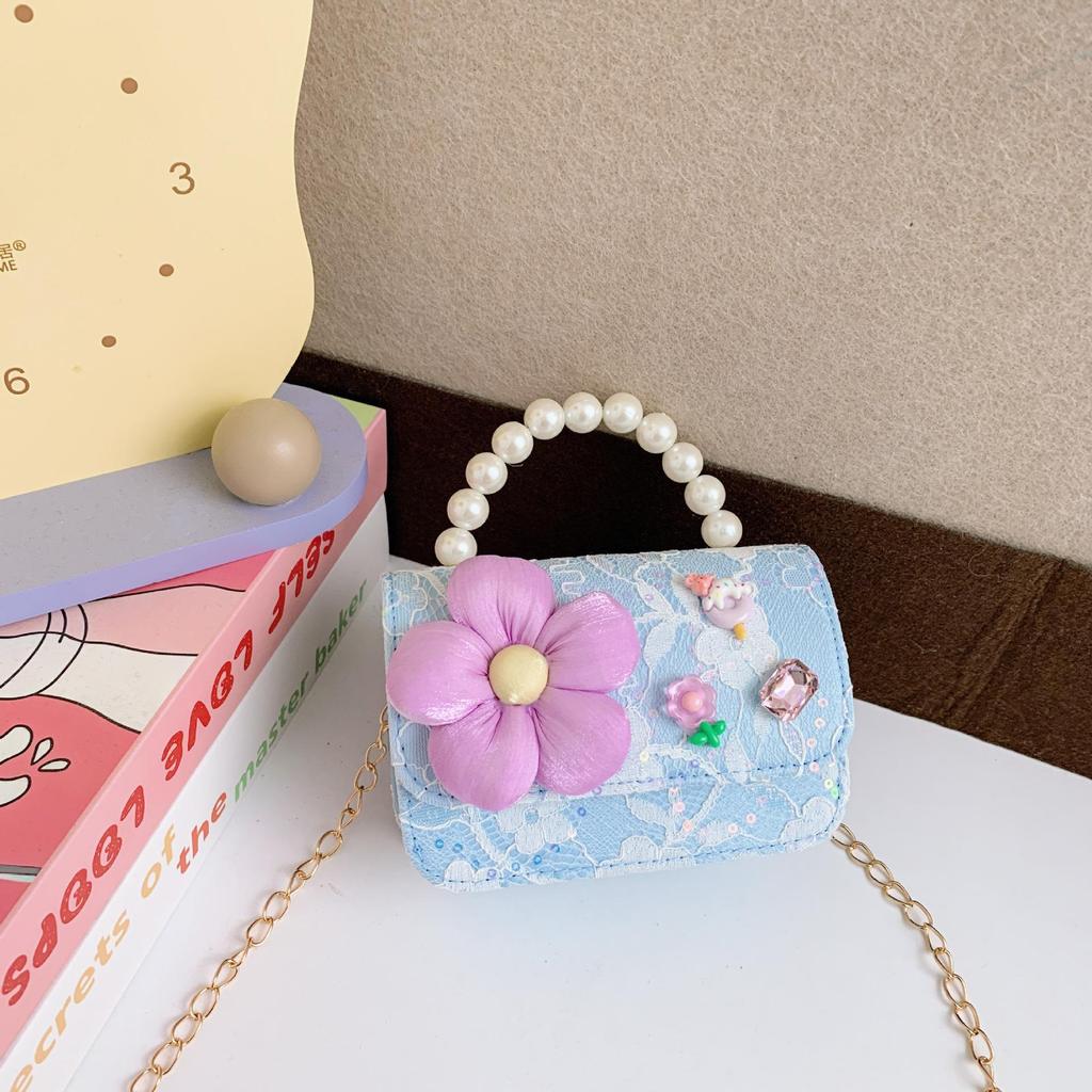 Koreanische Kamelie Schleife Perlen Schulter- und Crossbody-Tasche für Kinder