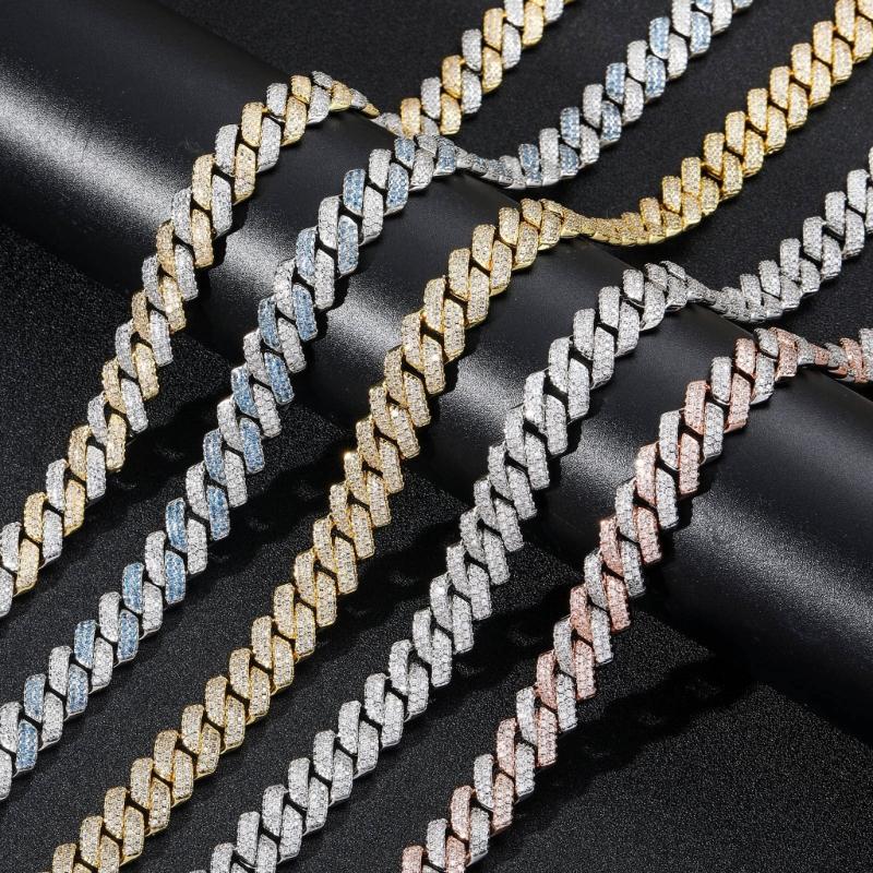 Multifunktionales mit Strasssteinen besetztes kubanisches Halsketten-Ketten-Set mit verstellbarer Länge, tragbar für Liebhaber von Street Styles