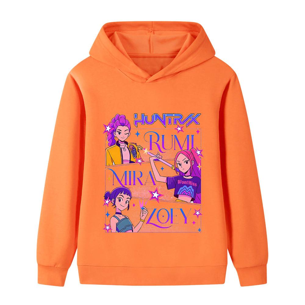 B1239 Kids Boys Girls Kpop Rumi Zoey Mira Print Long Sleeves Hoodie