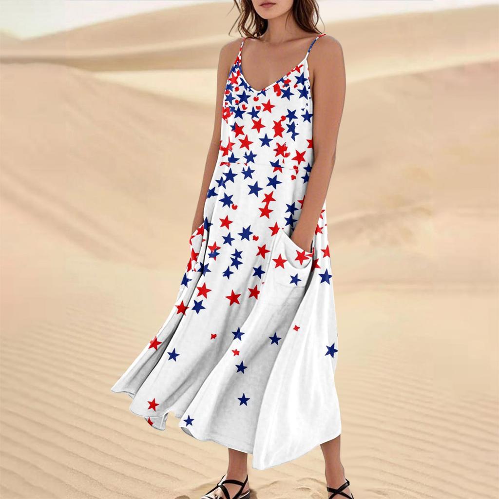 Women's Summer Dress Casual Loose Print Long Beach Vacation Dresses