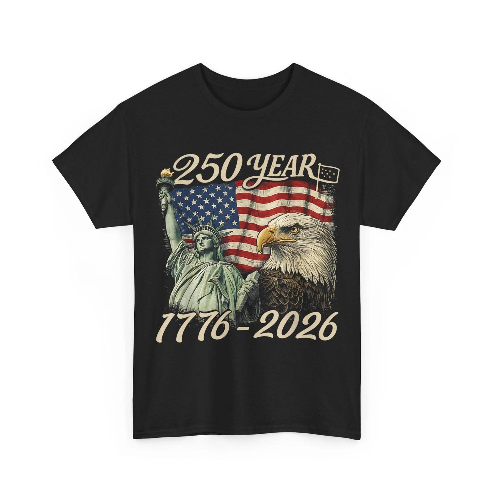 250 Years 1776 2026 250th Birthday 4th of July American Flag T-Shirt 3XL