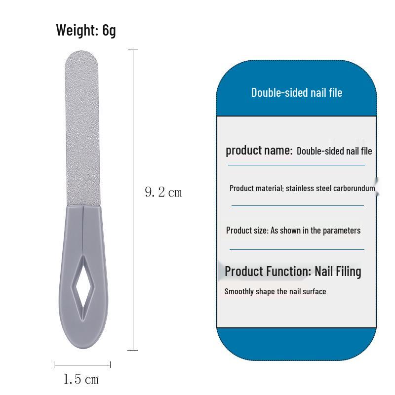 Mini Double-Sided Stainless Steel Nail File with Round Head Buffer and Polisher