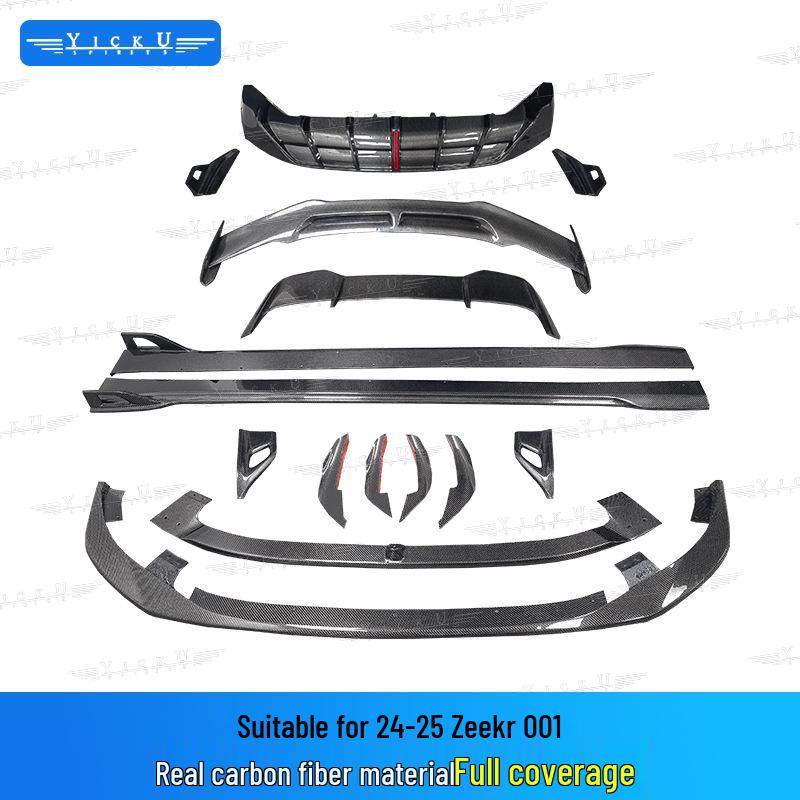 Zeekr 001 Body Kit: Carbon Fiber Front Lip, Side Skirts, Rear Diffuser, Spoiler, Roof Spoiler.