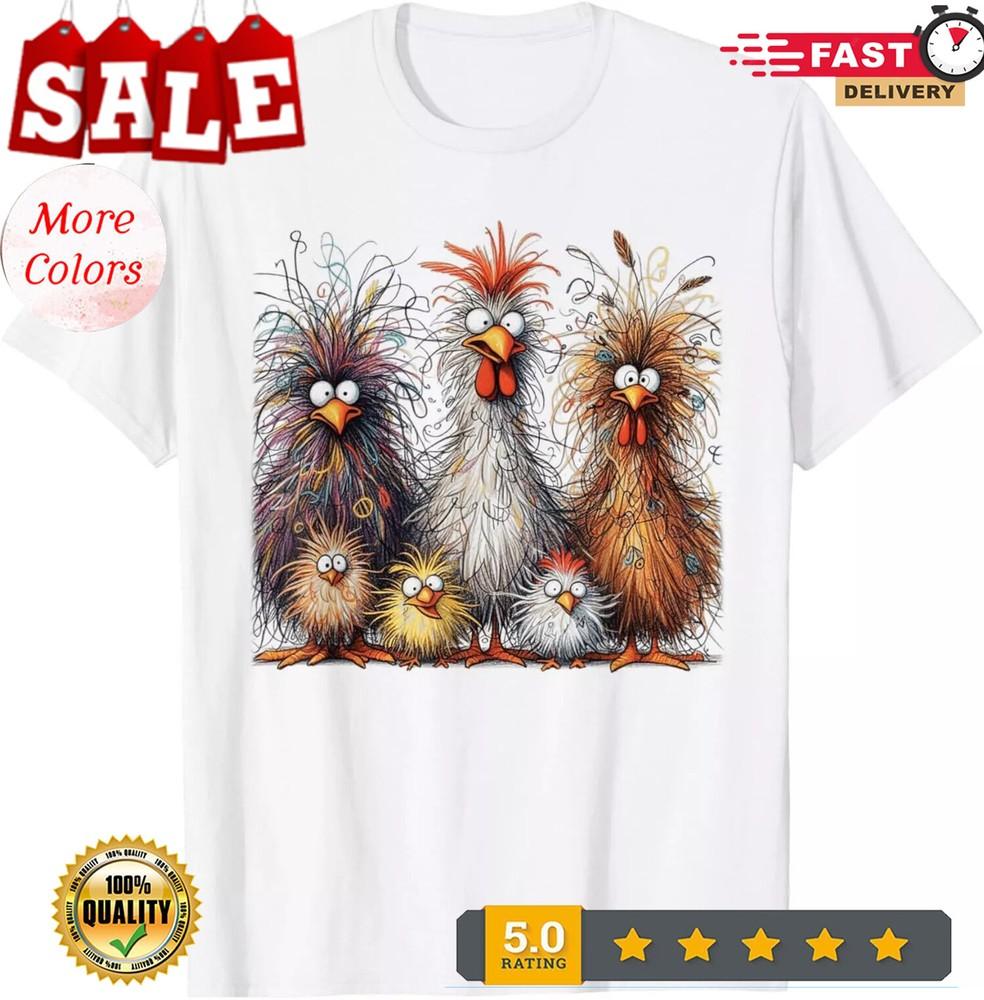 2025/Eagerlys Colorful Funny Chicken Art T-Shirt Unisex T-Shirt S