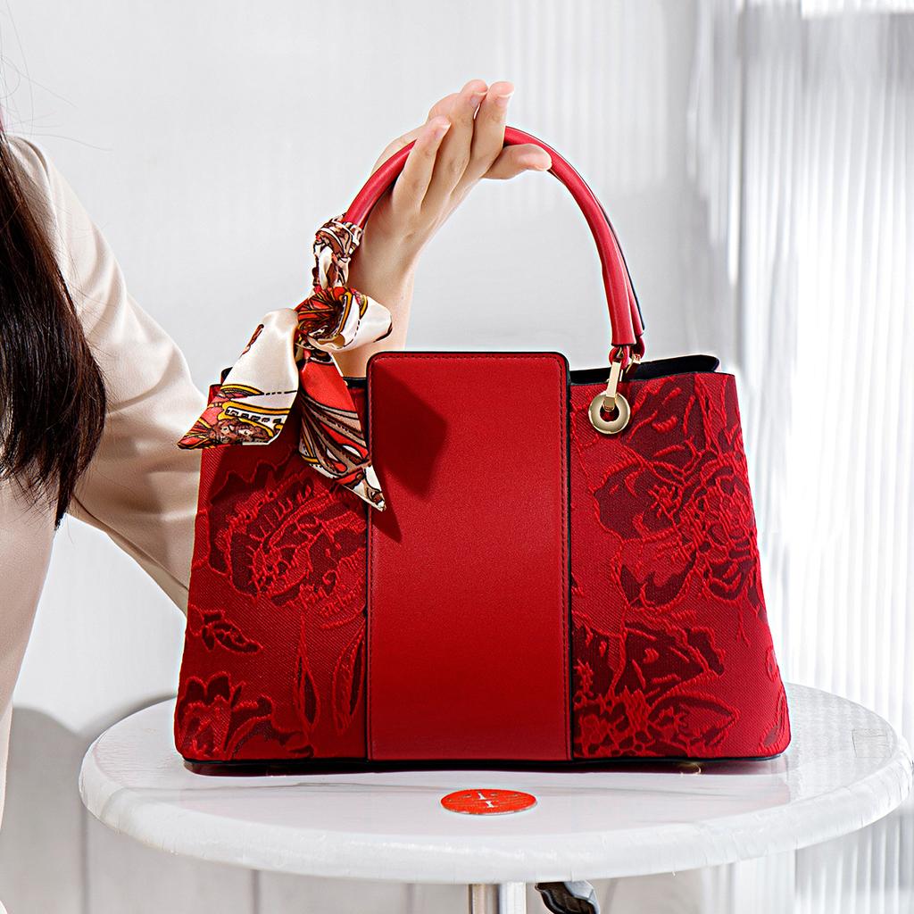 Large-capacity handbag, new style mother bag, ladies' mother-in-law bag, crossbody bag, red bridal wedding bag, suitable for daily use